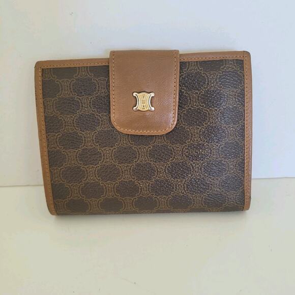 Celine Vintage Bifold Leather Brown Wallet Medium Folding Card Bill Holder - Picture 1 of 12